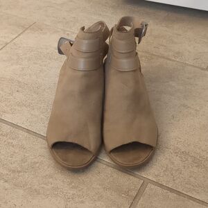 American Eagle Open-toe, Open-heel Suede Booties